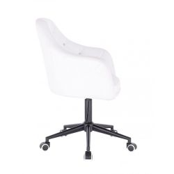 Kosmetická židle ROMA na černé podstavě s kolečky - bílá