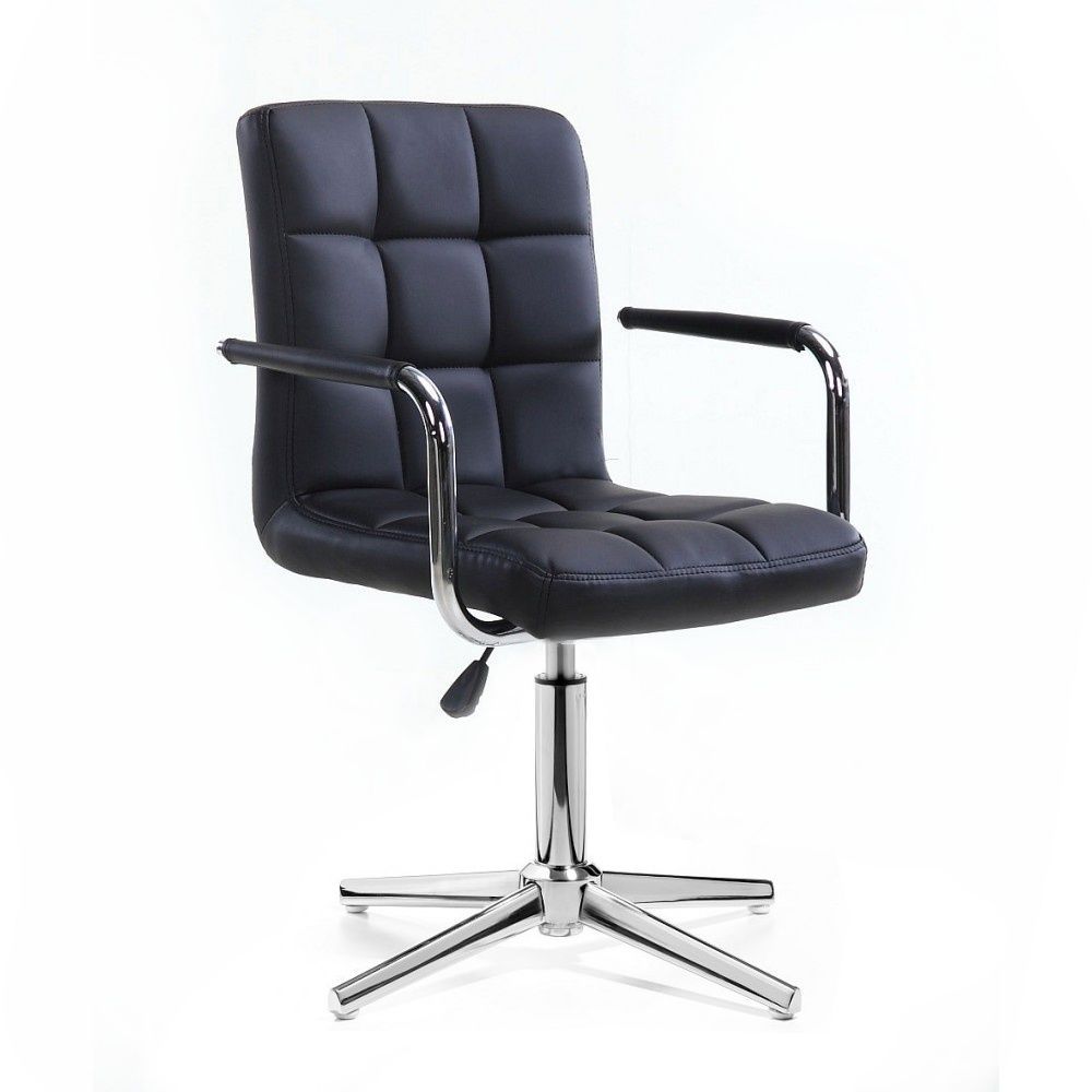 LuxuryForm Kosmetická židle VERONA na stříbrném kříži - černá (VPT)