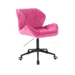 Kosmetická židle MILANO VELUR na černé podstavě s kolečky - růžová