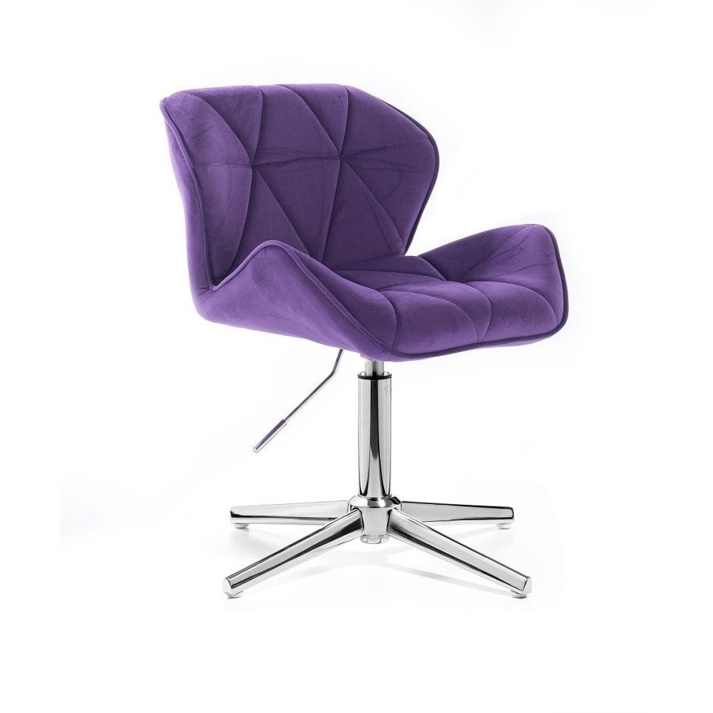 LuxuryForm Kosmetická židle MILANO VELUR na stříbrném kříži - fialová (VPT)