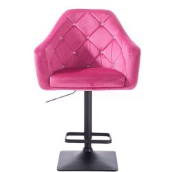 Barová židle ROMA VELUR na černé podstavě - růžová