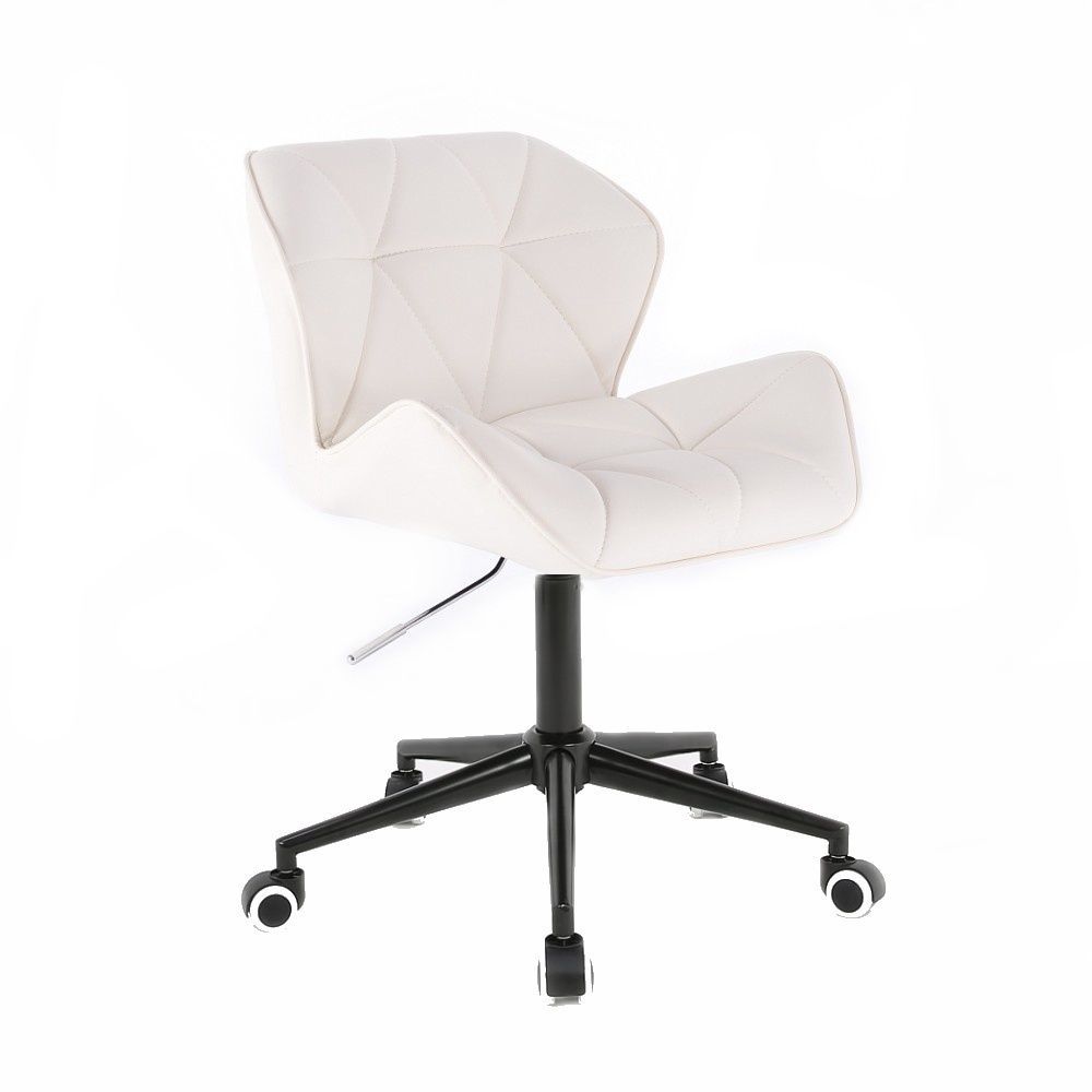 LuxuryForm Kosmetická židle MILANO na černé podstavě s kolečky - bílá (VPT)
