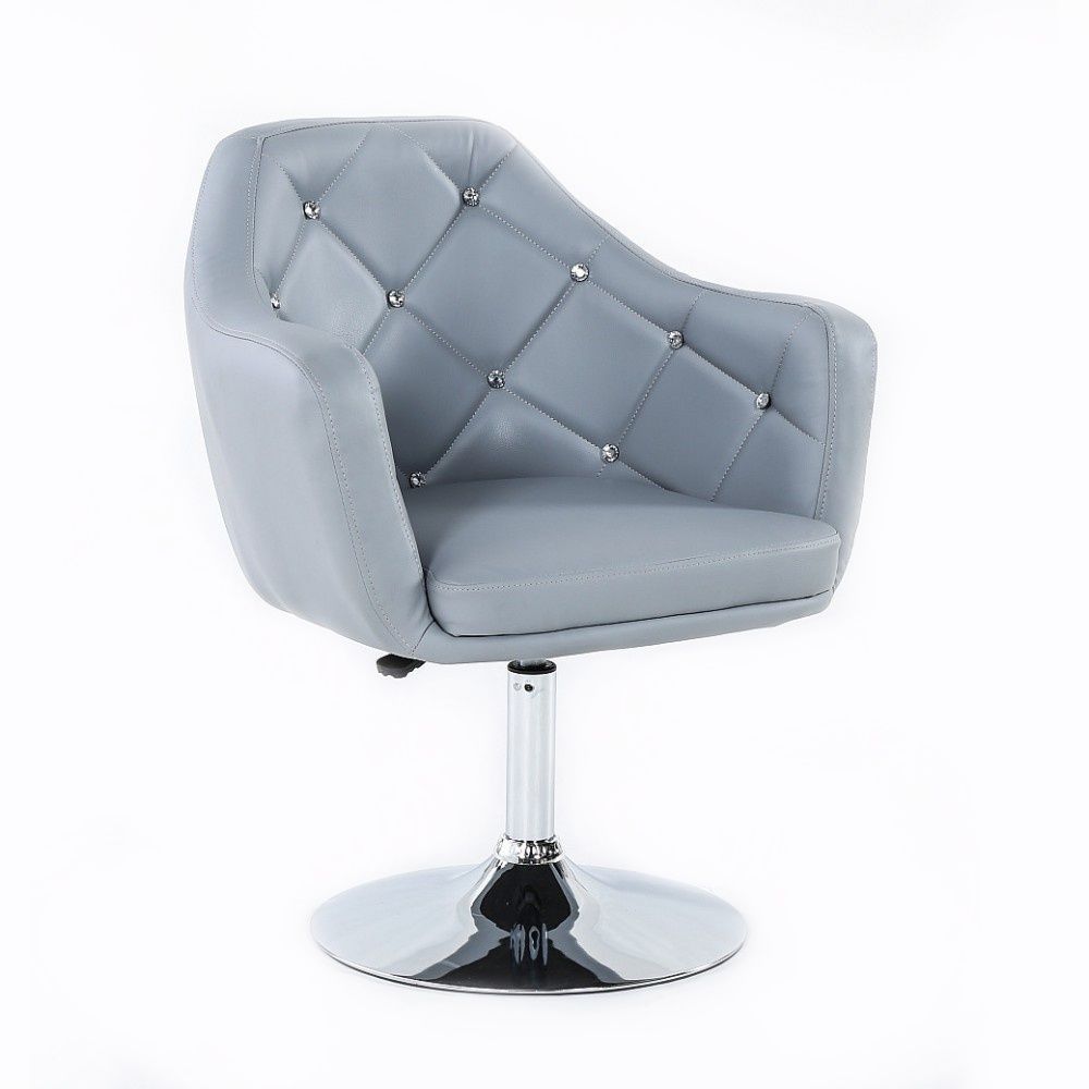 Kosmetická židle ROMA na stříbrné kulaté podstavě - šedá