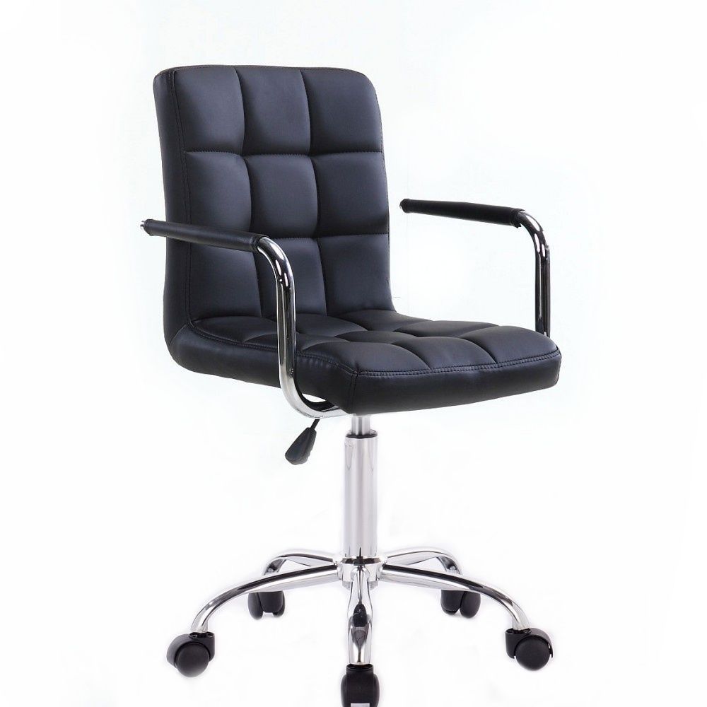 LuxuryForm Kosmetická židle VERONA na stříbrné podstavě s kolečky - černá (VPT)