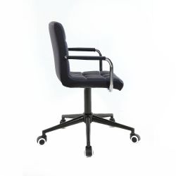 Kosmetická židle VERONA na černé podstavě s kolečky - černá