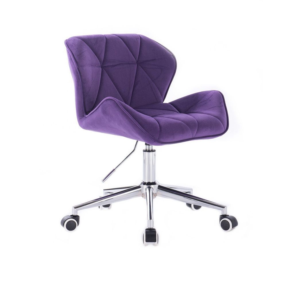 LuxuryForm Kosmetická židle MILANO VELUR na stříbrné podstavě s kolečky - fialová(VPT)