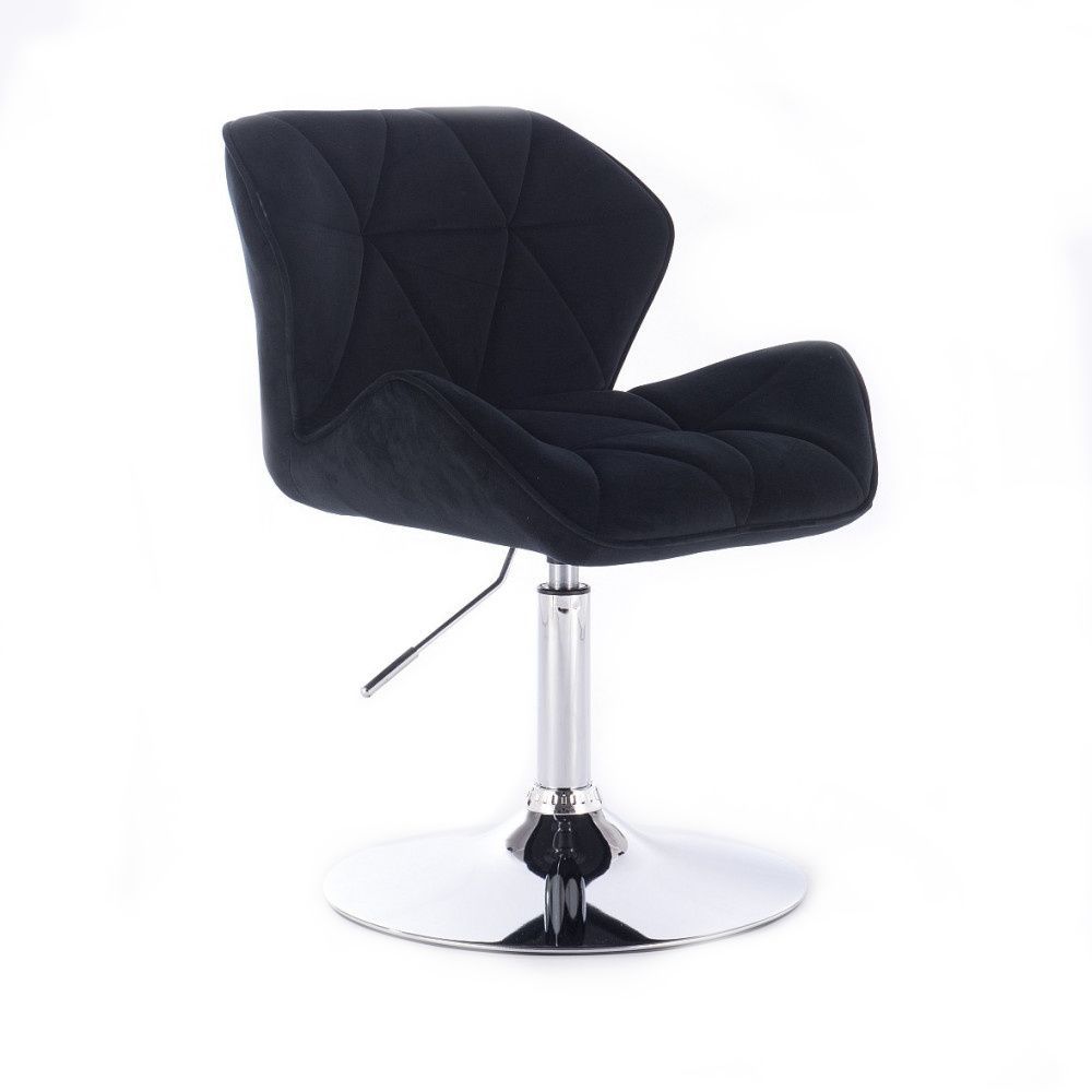 LuxuryForm Kosmetická židle MILANO VELUR na stříbrném talíři - černá (VPT)