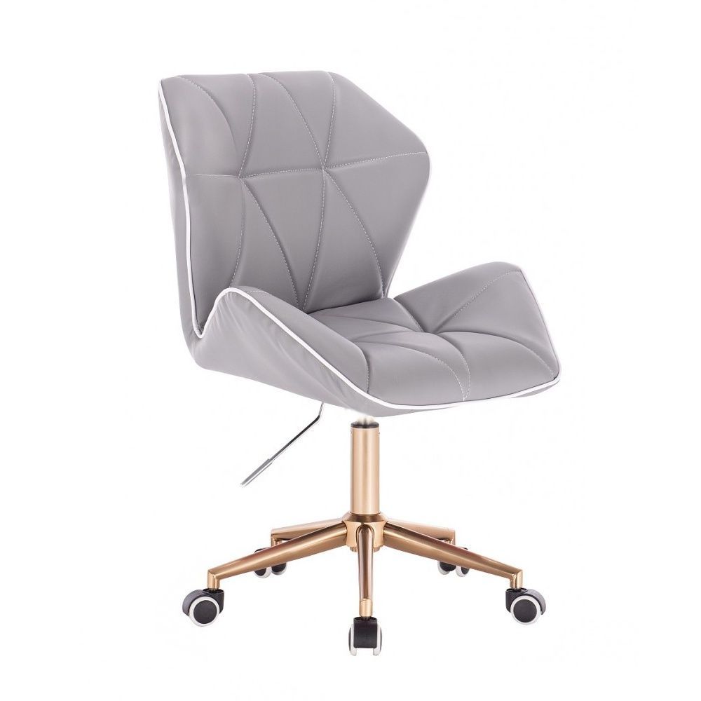 LuxuryForm Kosmetická židle MILANO MAX na zlaté podstavě s kolečky - šedá