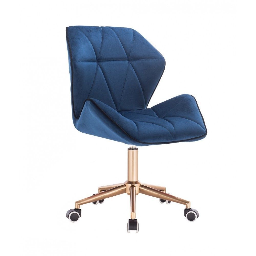 LuxuryForm Kosmetická židle MILANO MAX VELUR na zlaté základně s kolečky - modrá