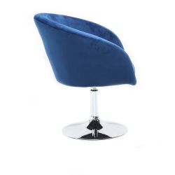 Kosmetická židle VENICE VELUR na stříbrném talíři - modrá