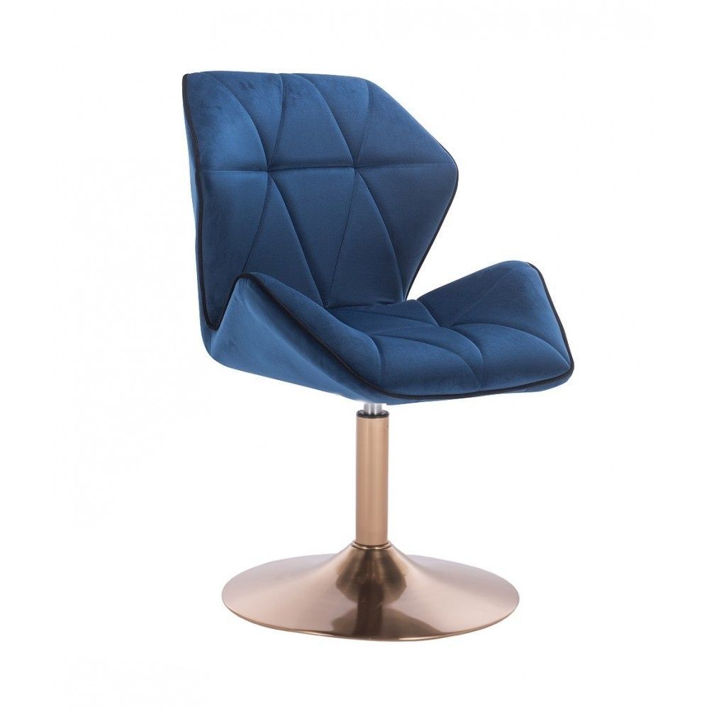 LuxuryForm Kosmetická židle MILANO MAX VELUR na zlatém talíři - modrá