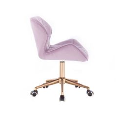 Kosmetická židle MILANO VELUR na zlaté podstavě s kolečky - fialový vřes