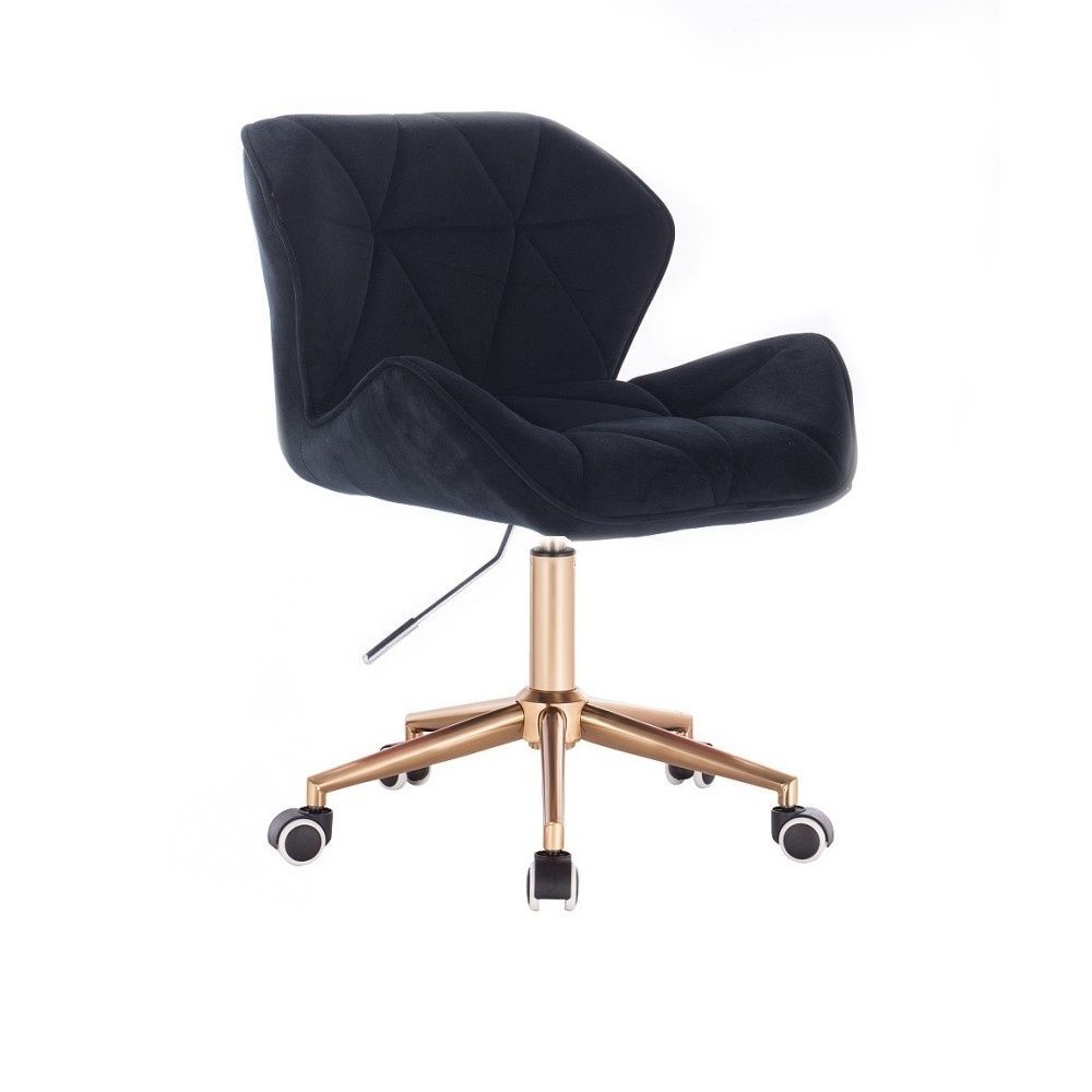 LuxuryForm Kosmetická židle MILANO VELUR na zlaté podstavě s kolečky - černá