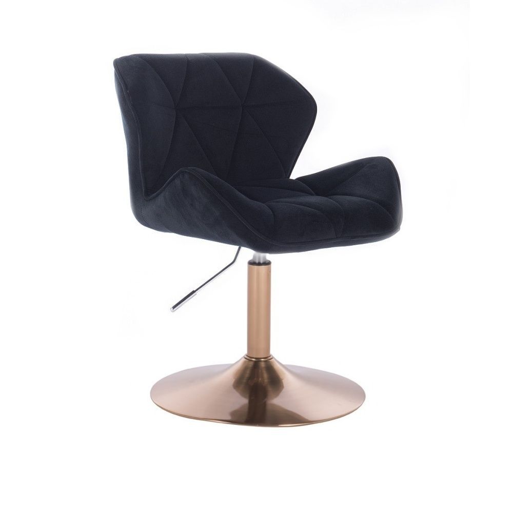 LuxuryForm Kosmetická židle MILANO VELUR na zlatém talíři - černá