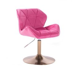 Kosmetická židle MILANO VELUR na zlatém talíři - růžová