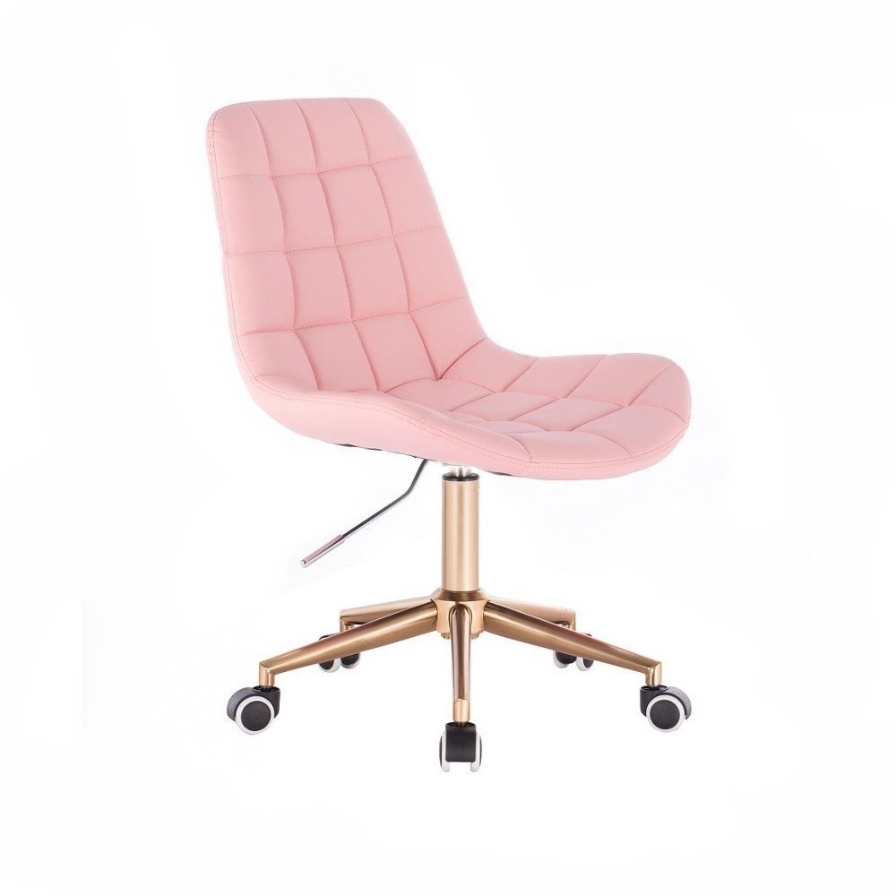 LuxuryForm Kosmetická židle PARIS na zlaté podstavě s kolečky - růžová