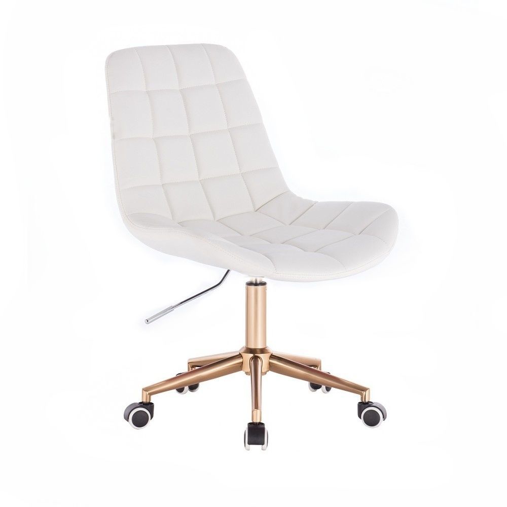 LuxuryForm Kosmetická židle PARIS na zlaté podstavě s kolečky - bílá