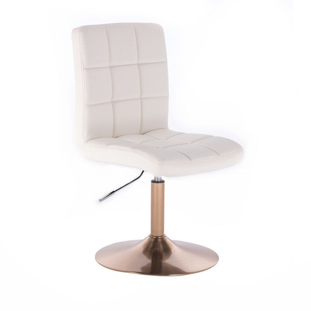 LuxuryForm Kosmetická židle TOLEDO na zlatém talíři - bílá