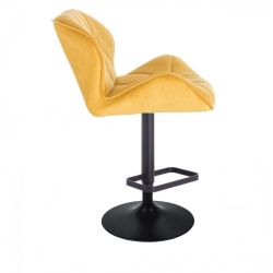 Barová židle MILANO VELUR na černé kulaté podstavě - žlutá