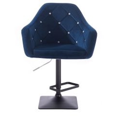 Barová židle ROMA VELUR na černé podstavě  - modrá