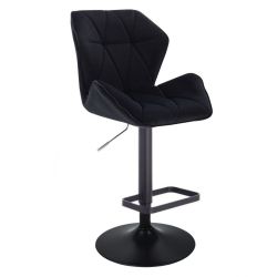 Barová židle MILANO MAX VELUR na černém talíři - černá