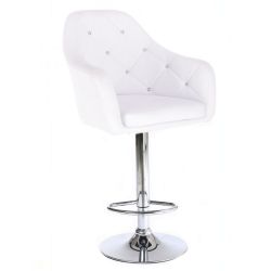 Barová židle ROMA na stříbrné kulaté podstavě - bílá
