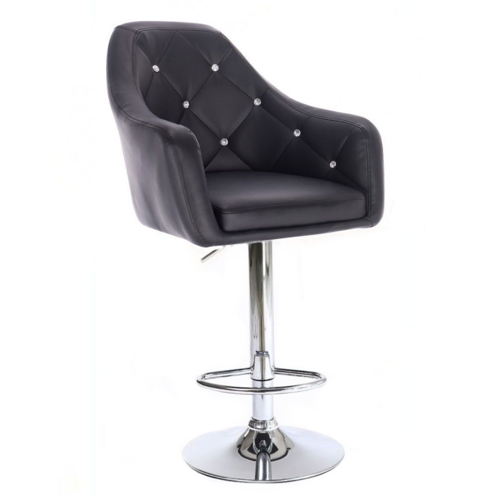 LuxuryForm Barová židle ROMA na stříbrné kulaté podstavě - černá