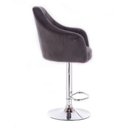 Barová židle ANDORA VELUR na stříbrné kulaté podstavě - šedá