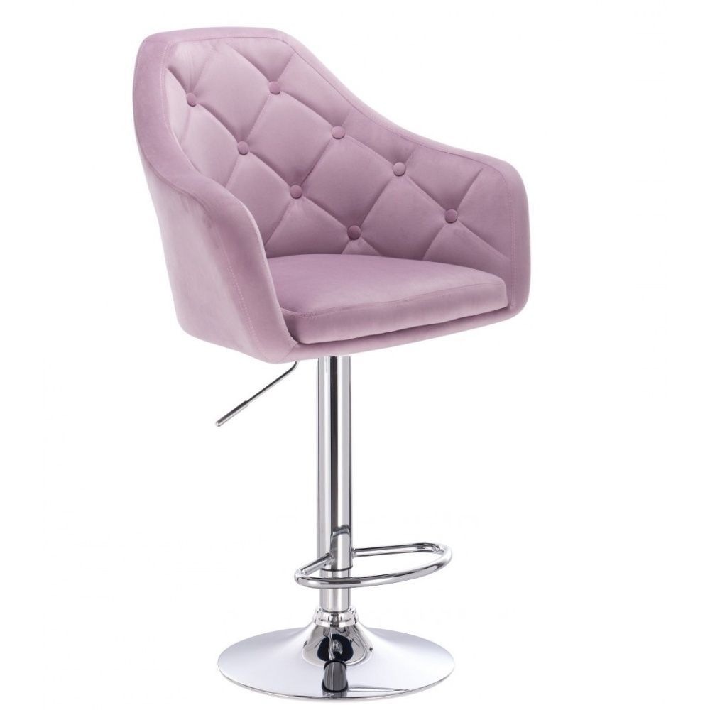 LuxuryForm Barová židle ANDORA VELUR na stříbrné kulaté podstavě - fialová