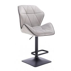 Barová židle MILANO MAX VELUR na černé podstavě - šedá