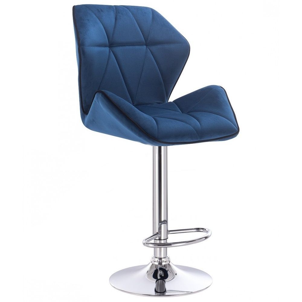 LuxuryForm Barová židle MILANO MAX VELUR na stříbrném talíři - modrá