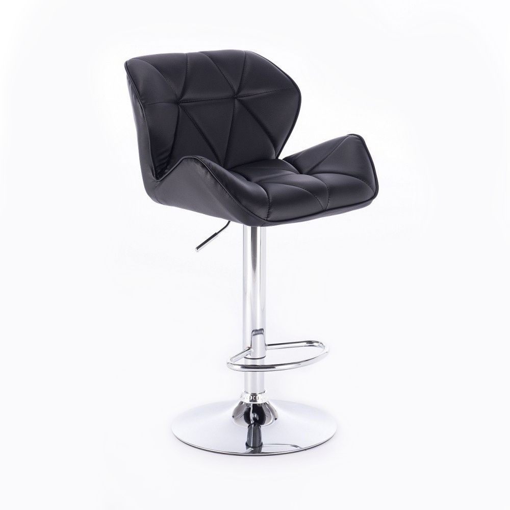 LuxuryForm Barová židle MILANO na kulaté stříbrné podstavě - černá (VPT)