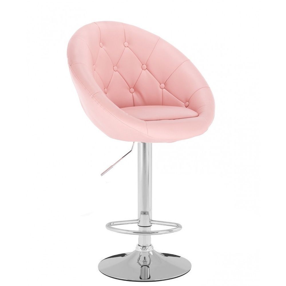 LuxuryForm Barová židle VERA na stříbrné kulaté podstavě - růžová
