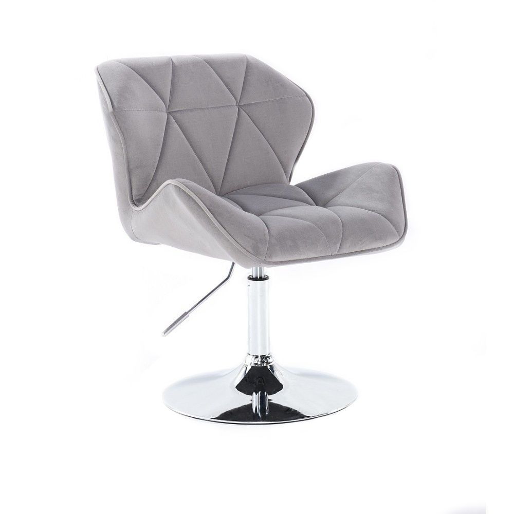 LuxuryForm Kosmetická židle MILANO VELUR na stříbrném talíři - světle šedá