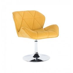 Kosmetická židle MILANO VELUR na stříbrném talíři - žlutá