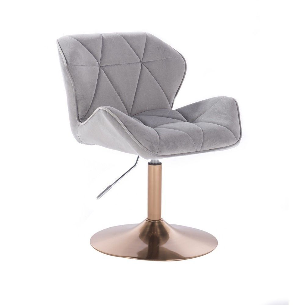 LuxuryForm Kosmetická židle MILANO VELUR na zlatém talíři - světle šedá