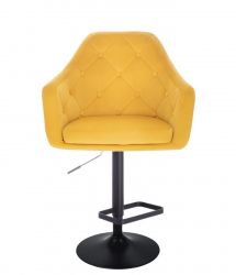 Barová židle ANDORA VELUR  na černém talíři - žlutá