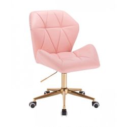 Kosmetická židle MILANO MAX na zlaté podstavě s kolečky - růžová