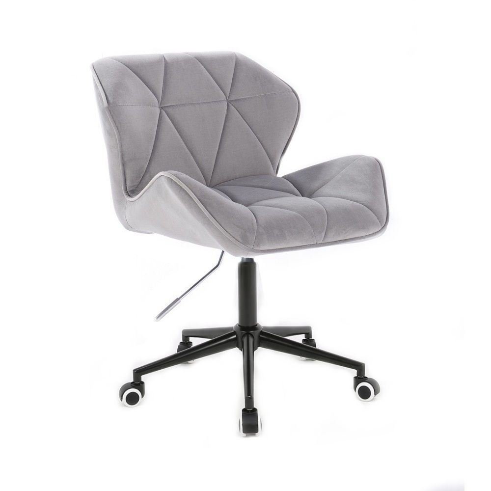 LuxuryForm Kosmetická židle MILANO VELUR na černé podstavě s kolečky - světle šedá