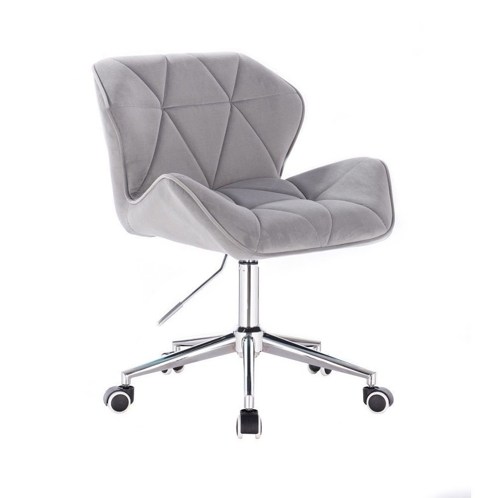 LuxuryForm Kosmetická židle MILANO VELUR na stříbrné podstavě s kolečky - světle šedá