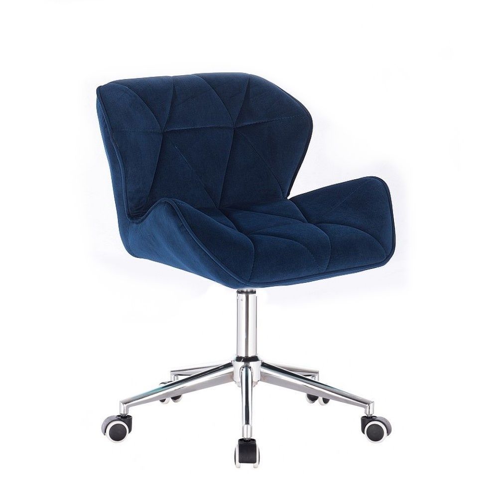 LuxuryForm Kosmetická židle MILANO VELUR na stříbrné podstavě s kolečky - modrá