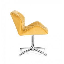 Kosmetická židle MILANO VELUR na stříbrném kříži - žlutá