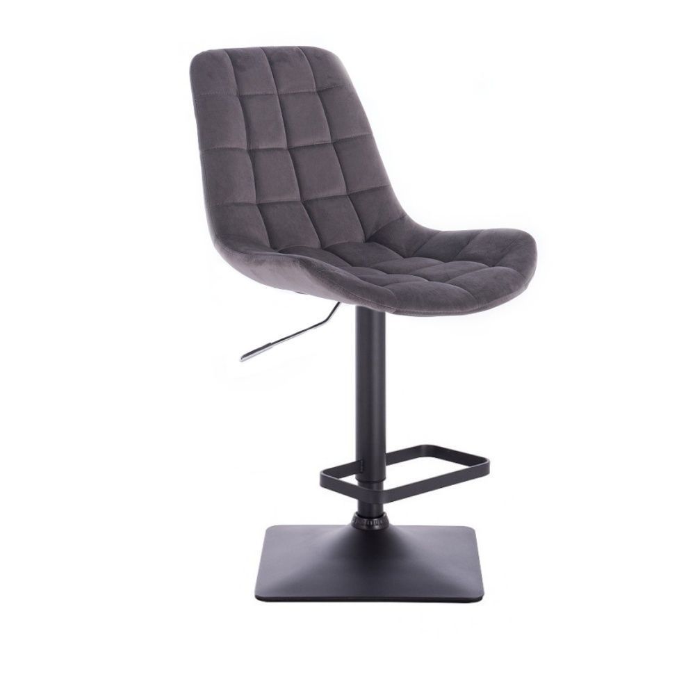 LuxuryForm Barová židle PARIS VELUR na černé podstavě - šedá