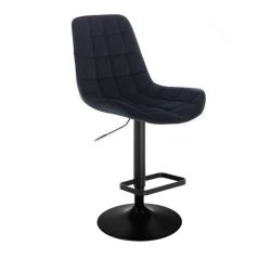 Barová židle PARIS VELUR na černém talíři - černá