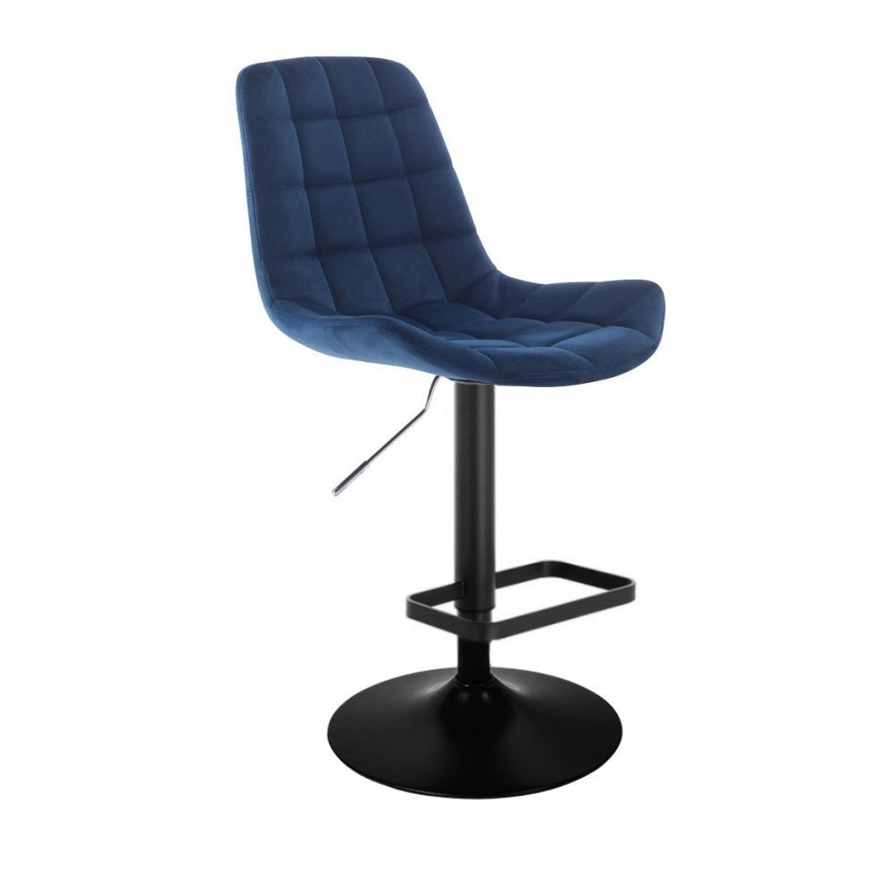 LuxuryForm Barová židle PARIS VELUR na černém talíři - modrá