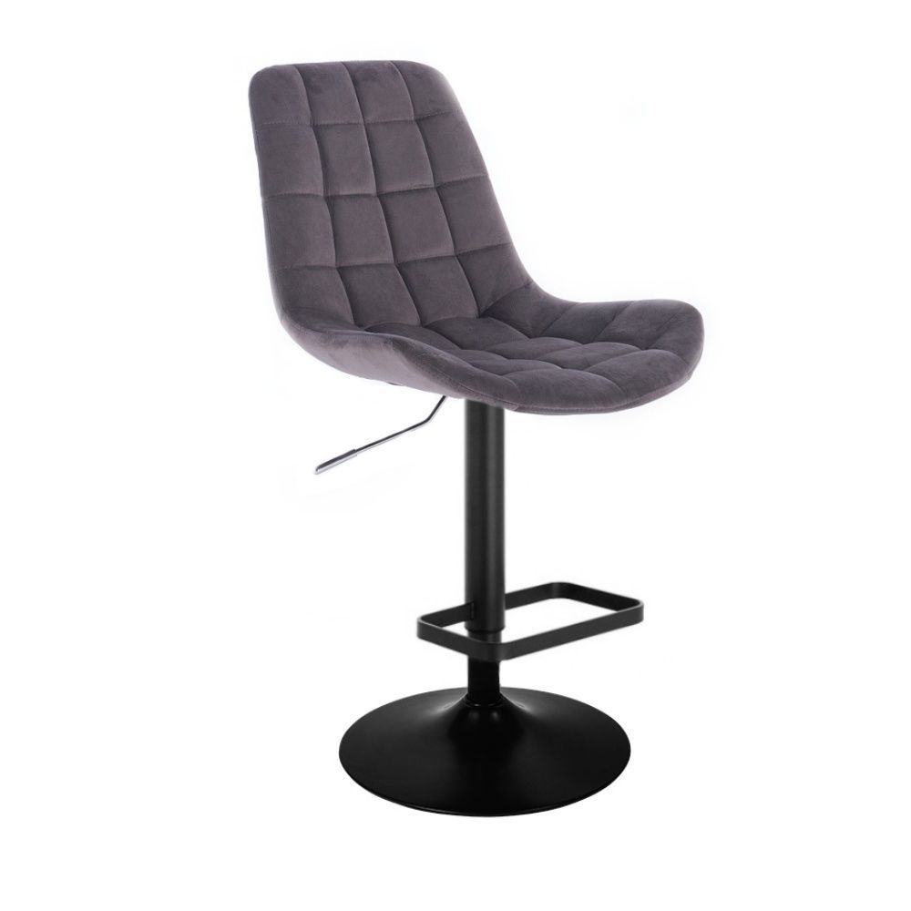 LuxuryForm Barová židle PARIS VELUR na černém talíři - šedá