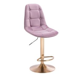 Barová židle SAMSON VELUR na zlatém talíři - fialový vřes