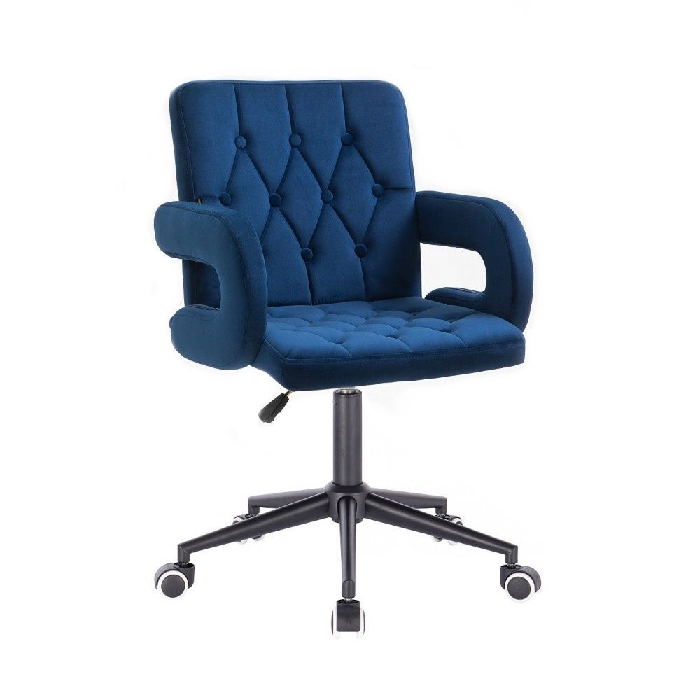 LuxuryForm Kosmetická židle BOSTON VELUR na černé podstavě s kolečky - modrá