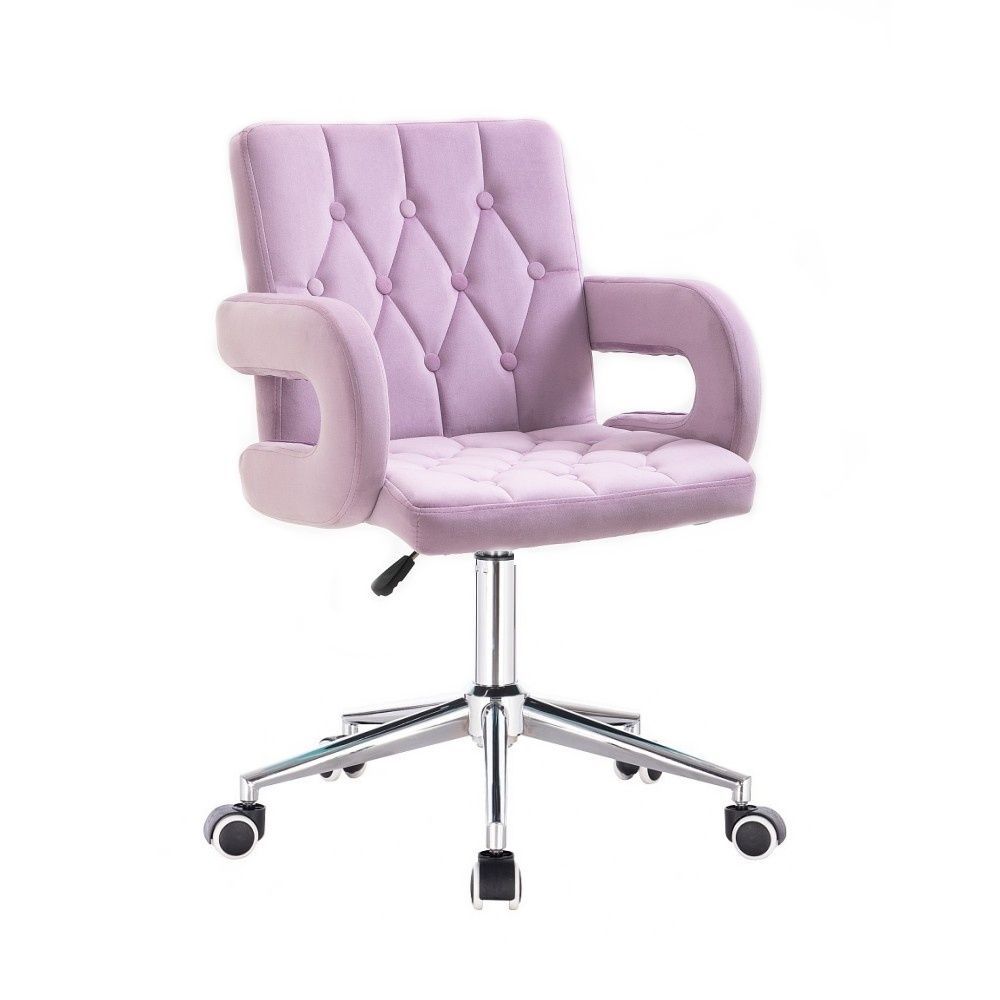 LuxuryForm Kosmetická židle BOSTON VELUR na stříbrné podstavě s kolečky - fialový vřes