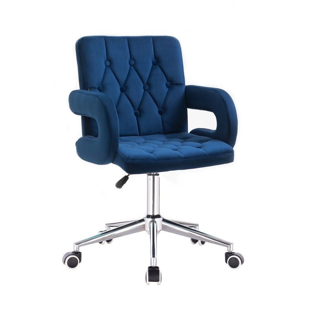 LuxuryForm Kosmetická židle BOSTON VELUR na stříbrné podstavě s kolečky - modrá